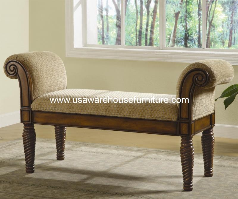 Upholstered Bench With Rolled Arms