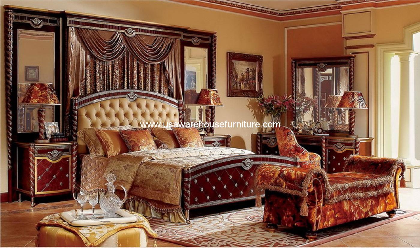 4-Pc The Zeus European Burgundy Luxury Bedroom Suite - USA Warehouse  Furniture, image size:1400x829