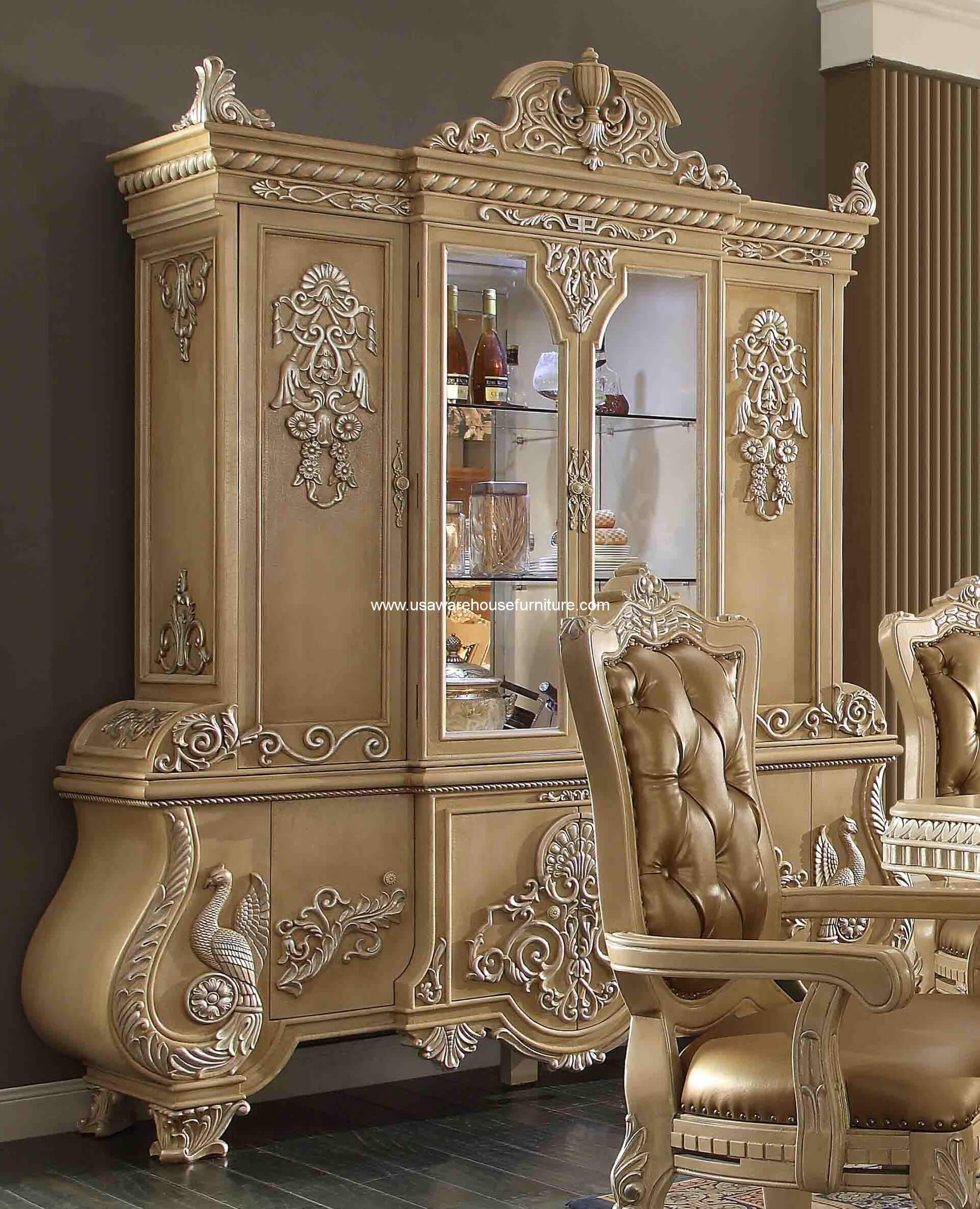 Victorian Palace China Cabinet HD-7266 - USA Warehouse Furniture