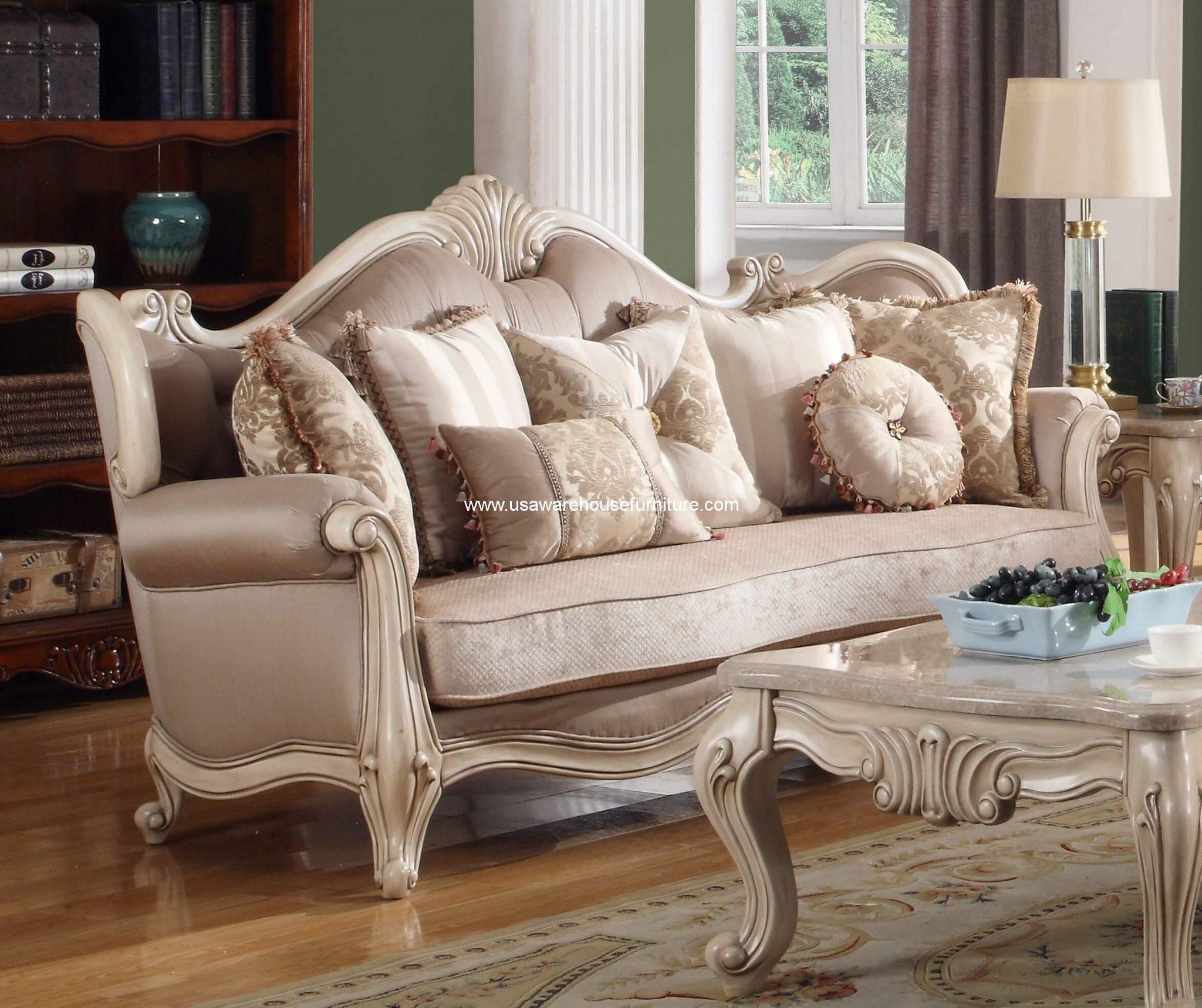 Mcferran Furniture SF8701 Natalie European Sofa Antique Beige USA
