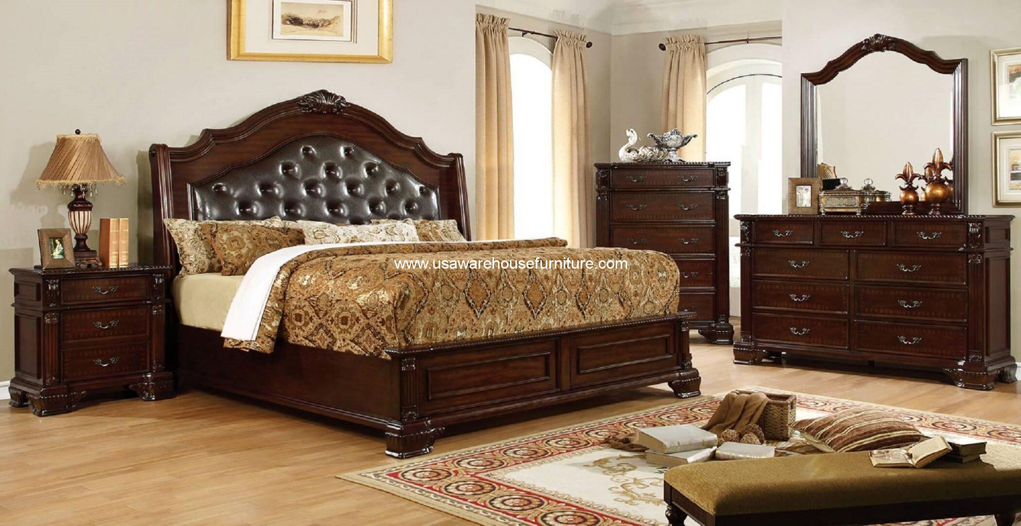 4 Piece Edinburgh Traditional Bedroom Set Brown Cherry ...