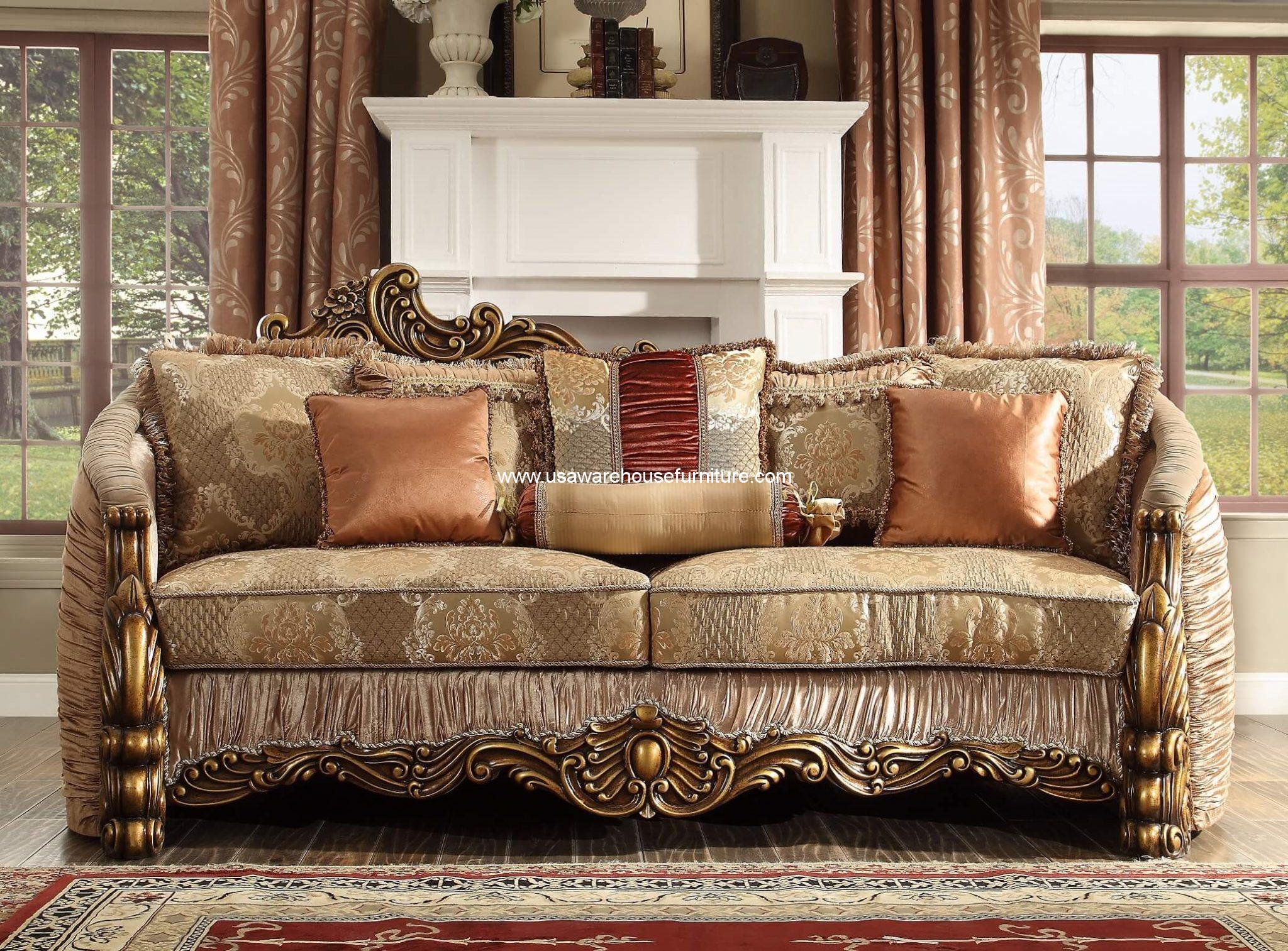 HD-1601 Old World Sofa Antique Bronze Finish - USA Warehouse Furniture
