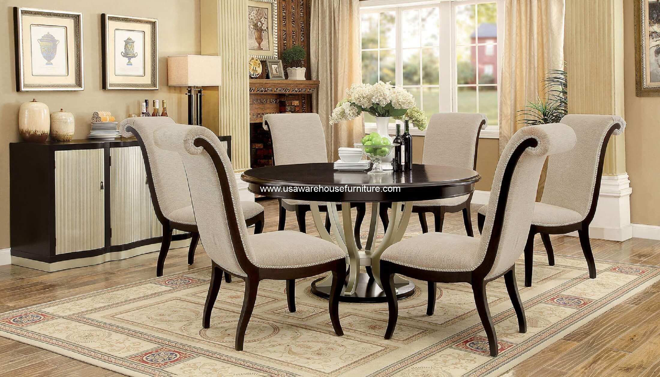 silver round dining room set