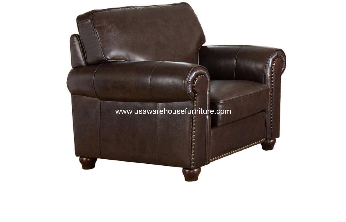 Barbara Dark Brown Full Top Grain Leather Chair - USA Warehouse Furniture