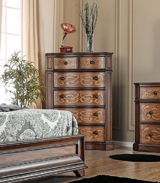 Emmaline 7 Drawer Dresser Chestnut Finish USA Warehouse Furniture