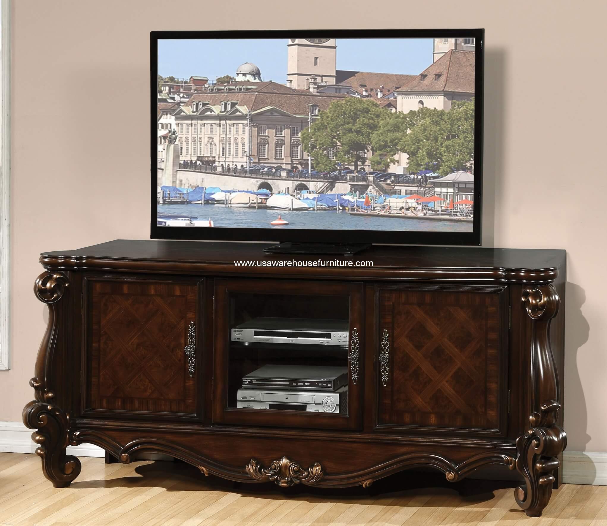 Versailles Media Console Cherry Oak Finish USA Warehouse Furniture