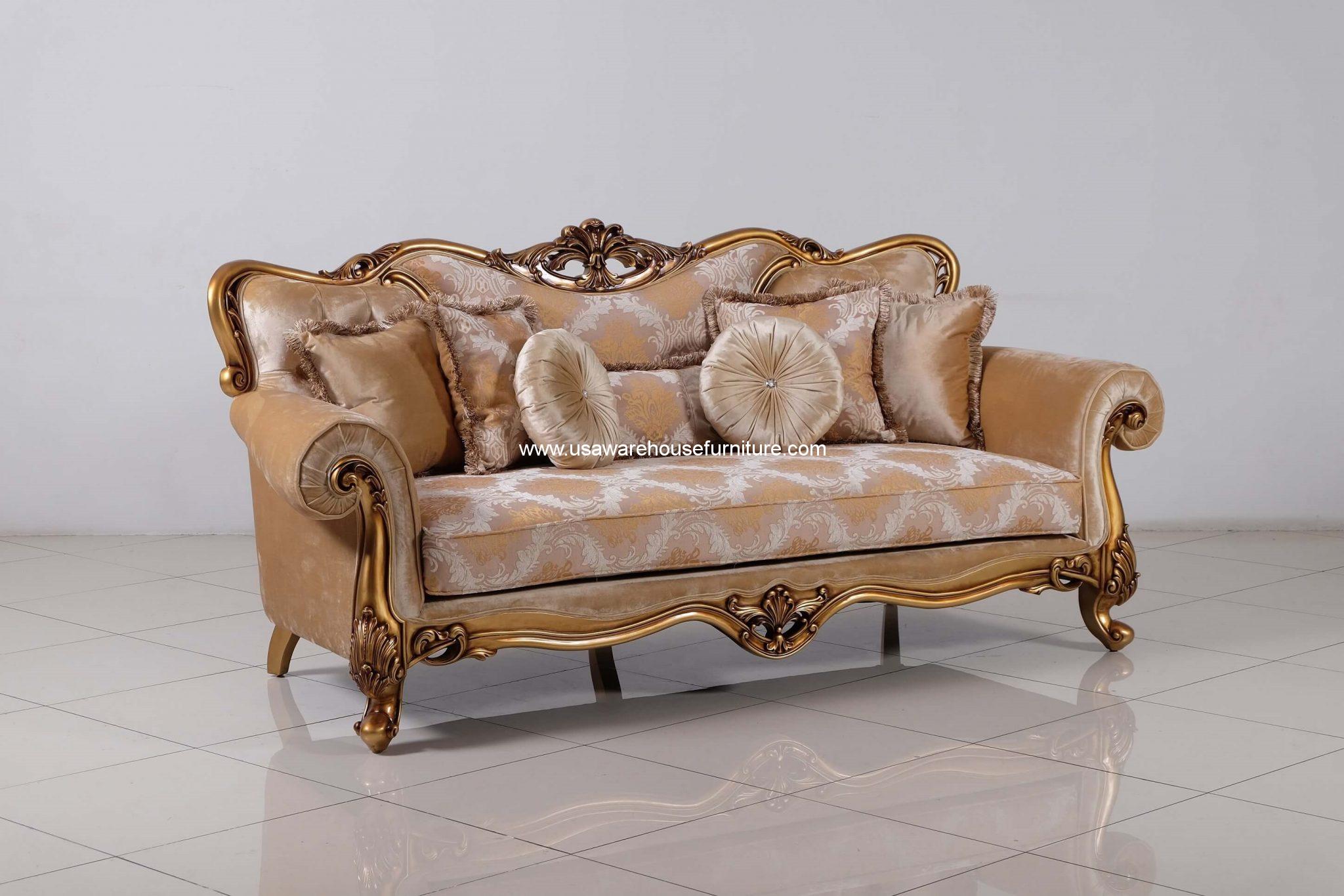 Cleopatra Wood Trim Sofa USA Warehouse Furniture