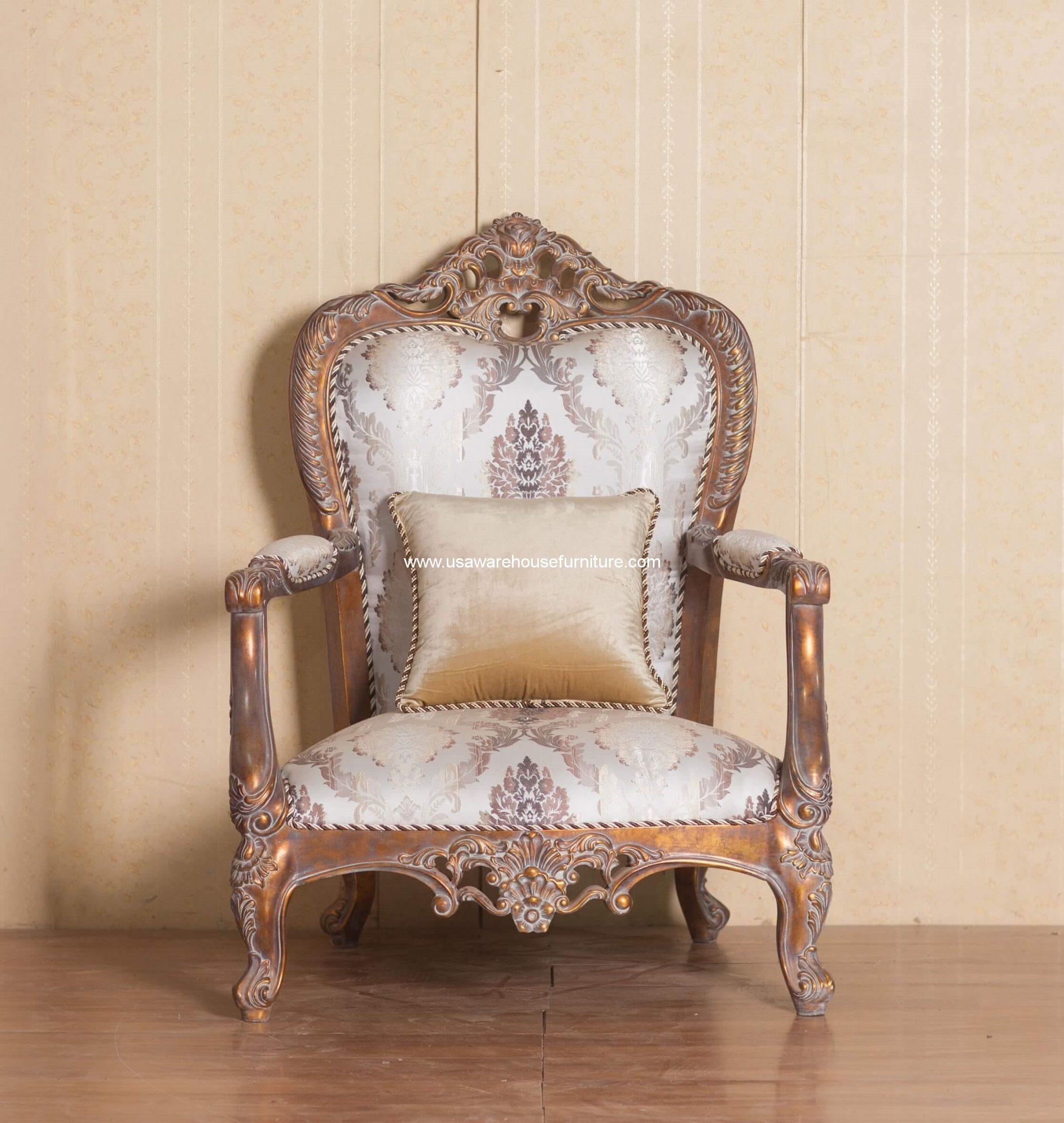 Victorian Wood Trim Accent Chair USA Warehouse Furniture