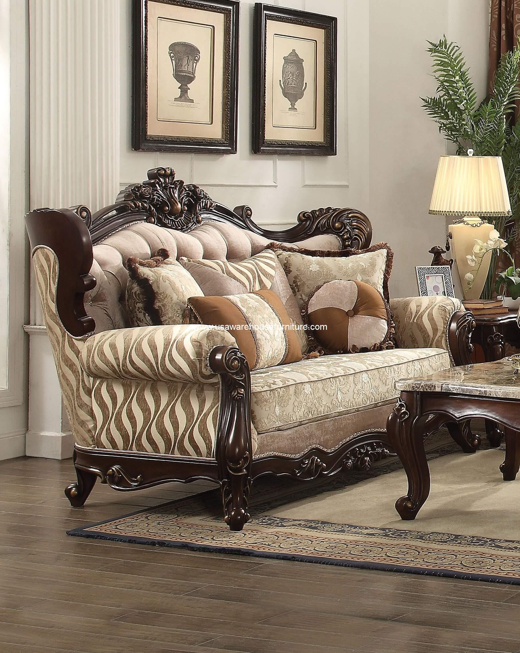 Shalisa Wood Trim Loveseat Walnut Finish USA Warehouse Furniture