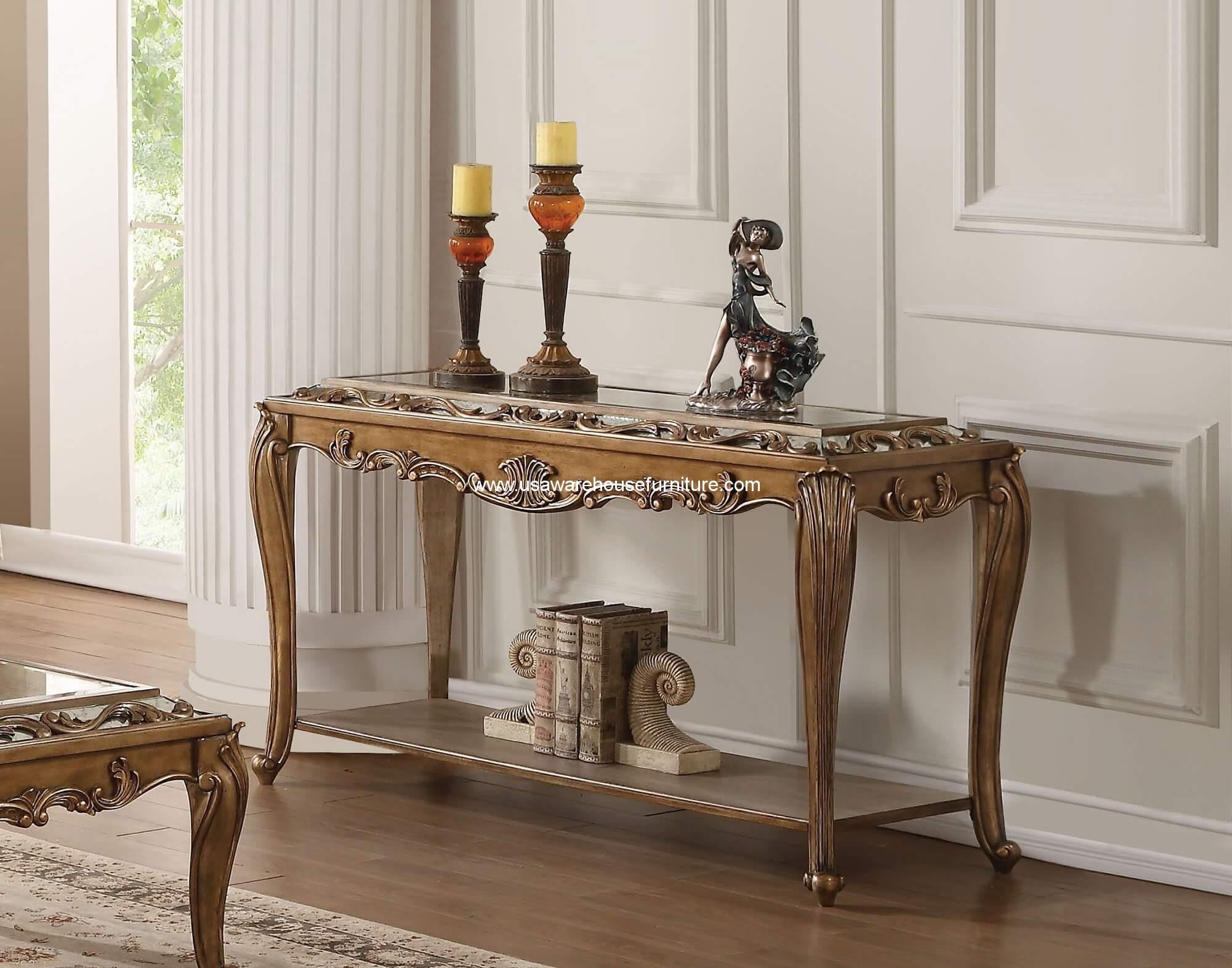 Orianne Antique Gold Console Table USA Warehouse Furniture