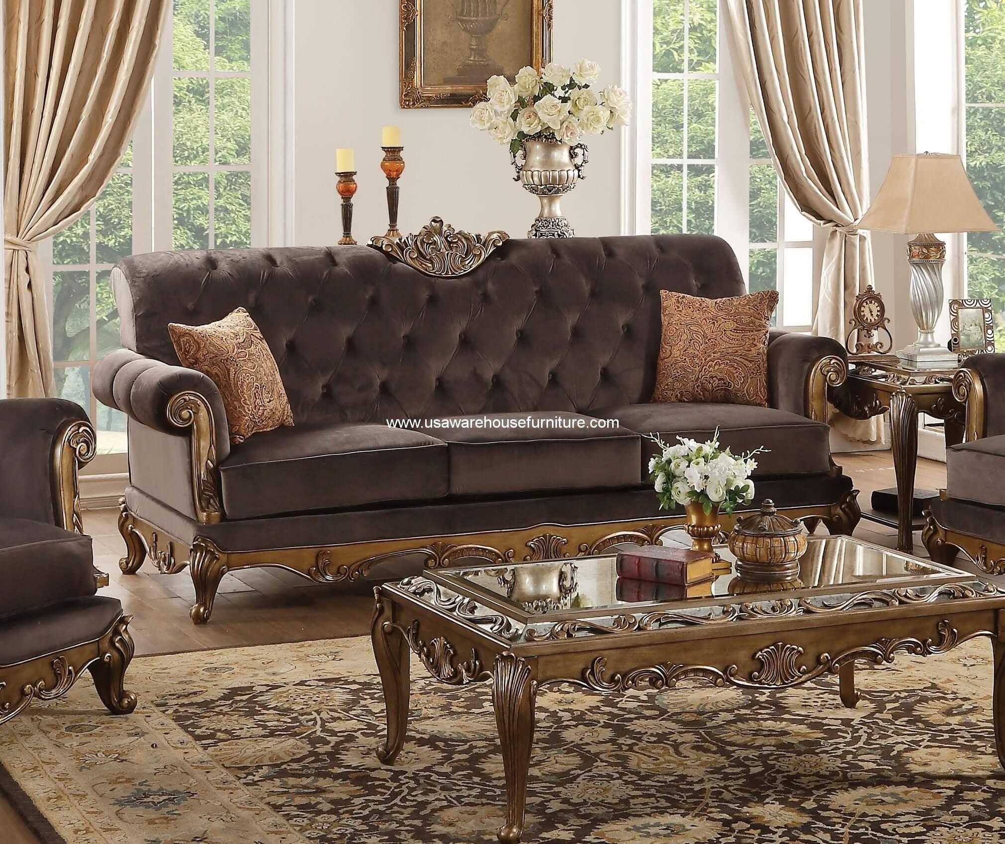 Orianne Antique Gold Sofa USA Warehouse Furniture
