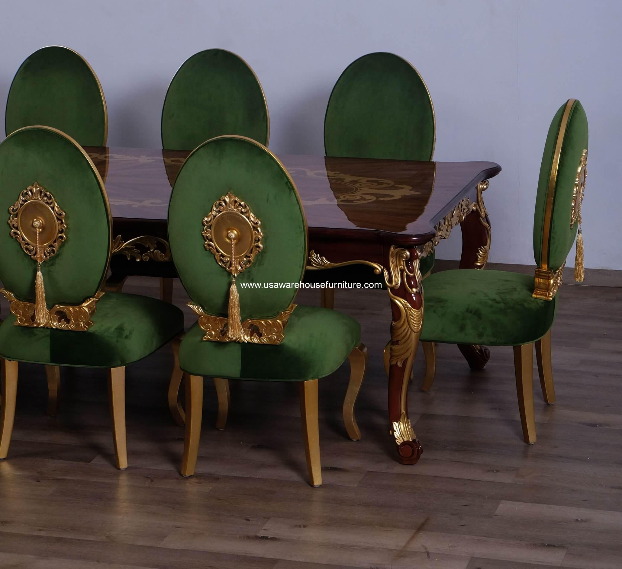 Luxor Extendable Dining Set Emerald Green Chair USA