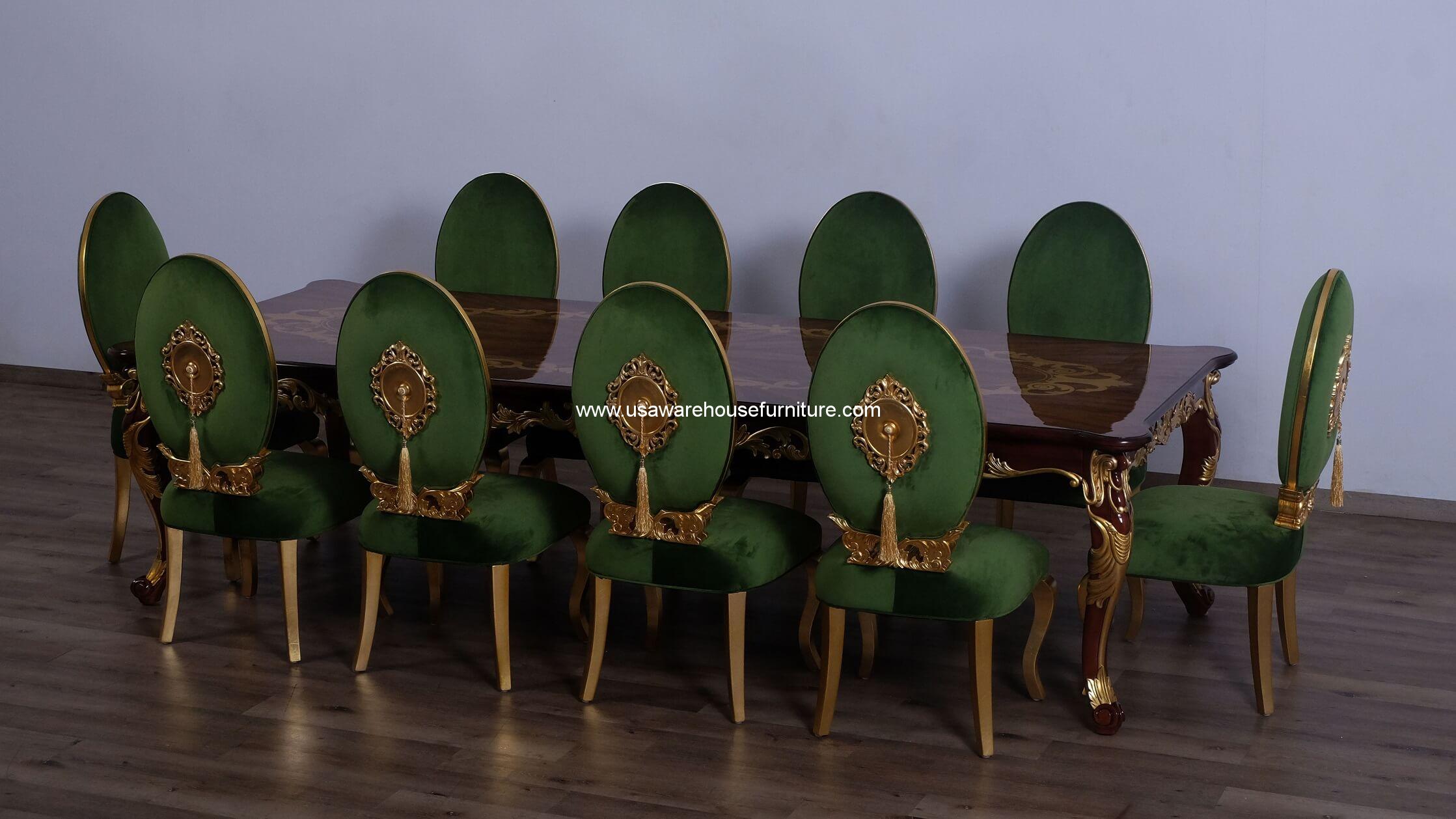 luxor extendable dining set emerald green chair