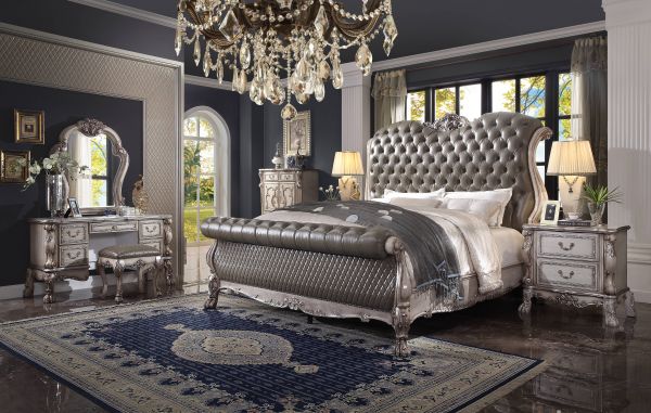 ACME Louis Philippe III 4pc Queen Bedroom Set, Platinum