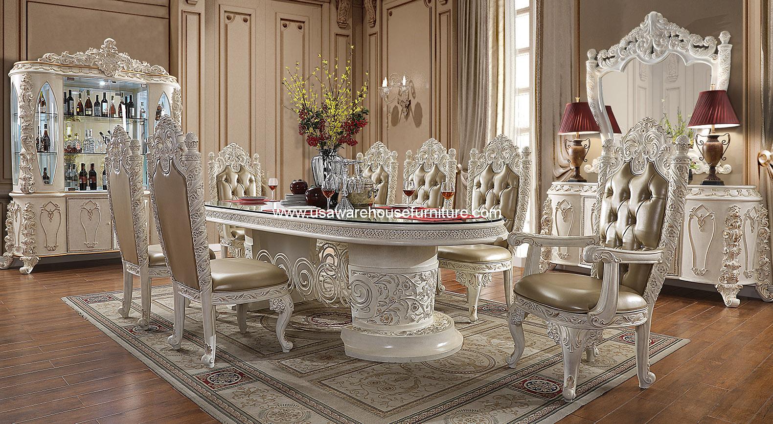 HD 1806 Toscano Glass Top Dining Room Set USA Warehouse Furniture HD 1806 Toscano Glass Top Dining Room Set USA Warehouse Furniture