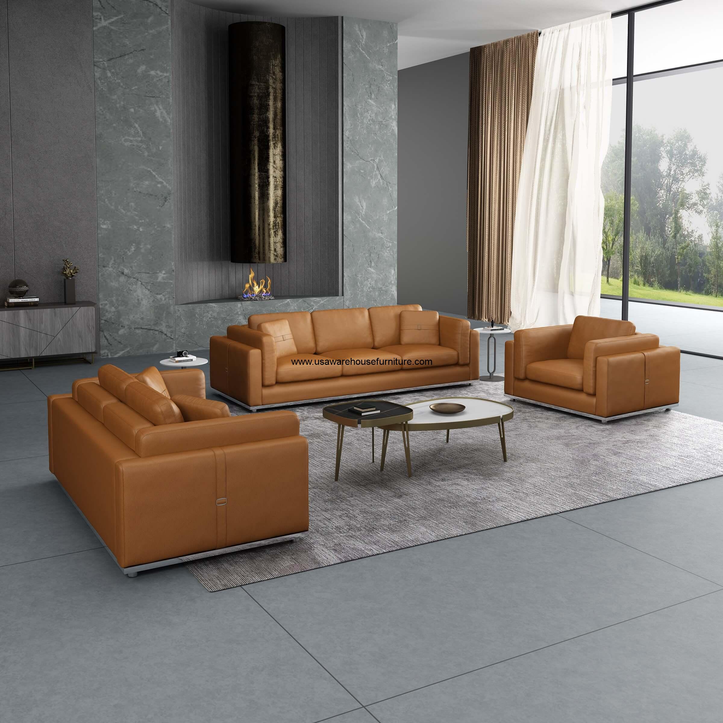 Italian Leather Luxury Sofa Set